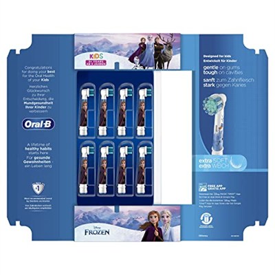 Oral-B Kids Frozen elektrikli diş fırçası başlığı, 8 adet, ekstra yumuşak kıllar, Oral-B diş fırçaları için diş fırçası başlığı, 3 yaşından büyük çocuklar için, posta kutusu özellikli ambalaj