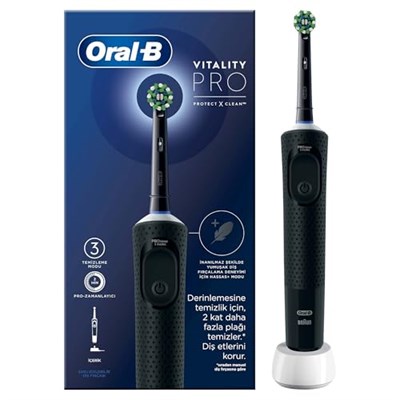 Oral-B Şarjlı/Elektrikli Diş Fırçası Vitality Pro Siyah Koruma ve Temizlik
