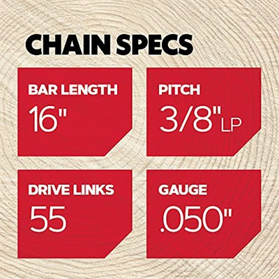 Oregon S55 AdvanceCut Motorlu Testere Zinciri 16 inç Bar -55 Tahrik Bağlantıları için – düşük geri tepmeli zincir McCulloch, Stihl, Wagner ve daha fazlasına uyar