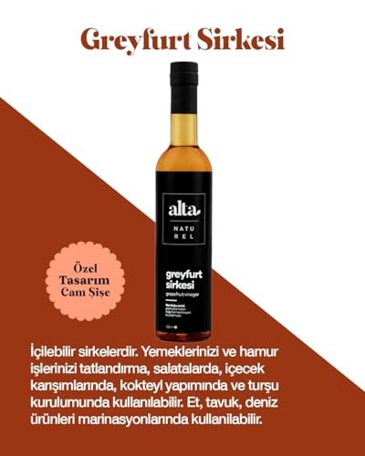 Organik Fermente Greyfurt Sirkesi Katkısız Cam Şişe – 500 ml