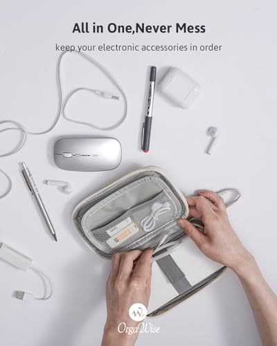 OrgaWise Elektronik Düzenleyici, Elektronik Aksesuar Çantası Saklama Çantası Seyahat Su Geçirmez Çanta Telefonlar, Kablolar, Şarj Cihazları için (S2-Bej)