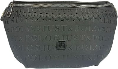 Orijinal Just&Polo Kadın 3 Bölmeli Kabartma Yazı Baskılı Örgü Kemerli Bel Vücut Çapraz Çanta
