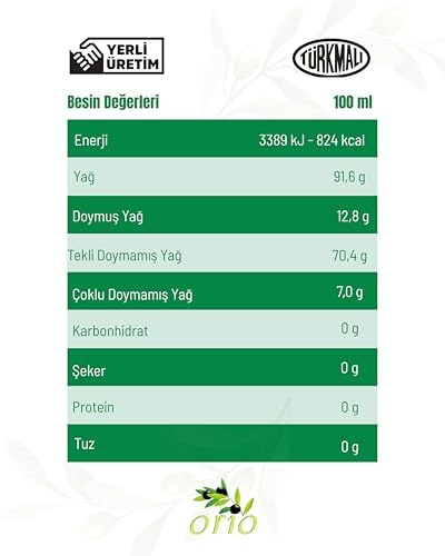 Orio Organik Natural Sızma Zeytinyağı 250 ML Cam Şişe - Soğuk Sıkım, Premium, Organik Sertifikalı,Sofra Kullanımı İçin İdeal