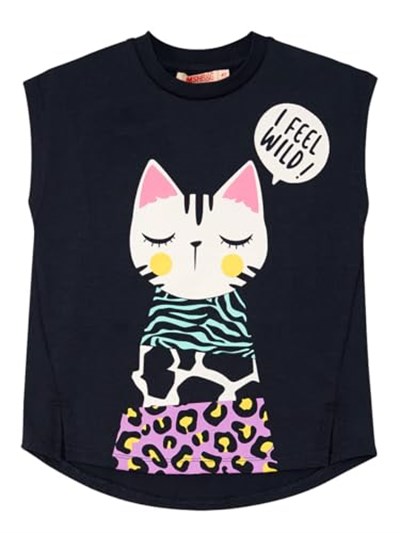 Orman Kedisi Kız Çocuk T-shirt Lila Tayt Takım
