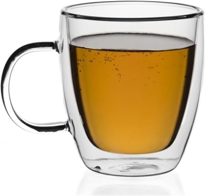 Orret Home 2 Adet 250 Ml Çift Cidarlı Kupa Bardak,Kahve,Çay Ve Bitki Çayı İçin Borosilikat Kupa Termisil Kahve Bardağı,Kahve Çay Fincanı (2 Adet)