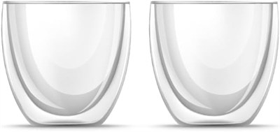 Orret Home 2 Adet Çift Cidarlı İki Katmanlı Borosilikat Cam Bardak, Yalıtımlı Cappuccino Latte Kahve Kupası, Şık ve Dayanıklı Tasarım, Isıya Dayanıklı,Termisil Kupa (250 Ml)