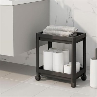 Orret Home 2 Katlı Tekerlekli Tezgah Altı Raf Organizer Düzenleyici Raf Ünitesi, Evye Altı Dolap İçi Düzenleyici, Mutfak Banyo Deterjanlık Şampuanlık Sebzelik,Taşınabilir Saklama Rafı (Siyah)