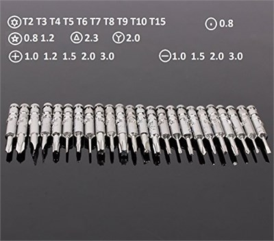 Orret Home 25 Parça Hassas Tornavida Seti, Deri Çantalı, Krom-Vanadyum Çelik, PC/Laptop/Telefon/Gözlük Tamir Seti, Torx/Düz/Yıldız Uçlu