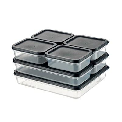 Orret Home 4 Adet Buzdolabı Organizeri – PP Plastik Şeffaf ve Ayarlanabilir Saklama Kabı, Gıdaları Taze Tutan Fresh Box, Çok Amaçlı,Mikrodalga ve Bulaşık Makinesi Uyumlu (Gri, 500 Ml)