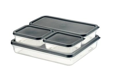 Orret Home 4 Adet Buzdolabı ve Derin Dondurucu Saklama Kabı Seti, Fresh Box, Dolap Düzenleyici ve Buz Dolabı Organizeri, BPA İçermeyen PP Plastik,Gıdaları Taze Tutma,Mutfak Düzenleyici (Gri)