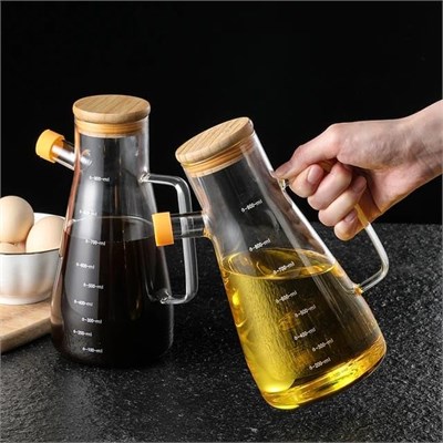 Orret Home 900 Ml 2 Adet Borosilikat Cam Yağdanlık,Termisil Isıya Dayanıklı Yağlık Ve Sirkelik,Zeytin Yağı,Limon Suyu Ve Sirke İçin Yağ Şişesi (2 Adet)