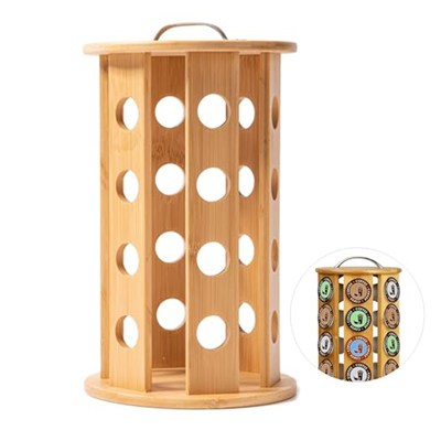 Orret Home Bambu Ayaklı Kapsül Kahve Standı Organizer – Geniş Depolama Kapasiteli, Doğal Ahşap Malzemeden Şık ve Kap Dayanıklısül Düzenleyici, Kahve Kapsül Saklama (24 Gözlü Dönebilir)