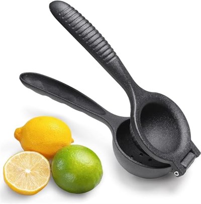 Orret Home Döküm Limon Sıkacağı Limon Presi Büyük Boy 24cm, Siyah Metal Limon Sıkacağı, Döküm Naranciye Sıkacağı