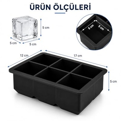 Orret Home Kare Buz Kalıbı | Çok Amaçlı Buz Küpü Kalıbı | | Kare Buz Küpü Kasesi 6 Bölmeli | Kolay Serbest Bırakma Kahve Ev Yapımı Dondurucu için Buz Kalıpları (1 Adet)