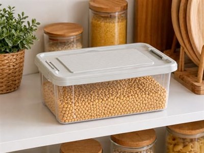 Orret Home Kilitli Saklama Kabı Şeffaf Organizer PP Plastik Gıda Saklama Kabı Kapaklı Buzdolabı Düzenleyici İstiflenebilir Çok Amaçlı Saklama Kutusu (12 Litre)