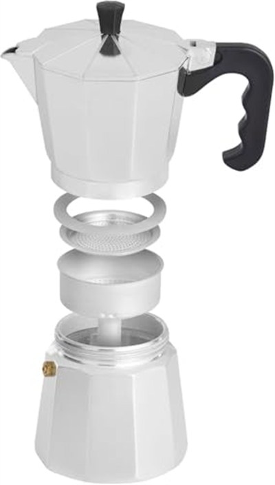 Orret Home Moka Express Espresso Cezvesi – Ocak Üstü Espresso Pişirici, Alüminyum Gövde, Klasik İtalyan Tarzı Kahve Demleme Cezvesi-Expresso Demleyici Cezve (3 Cup)