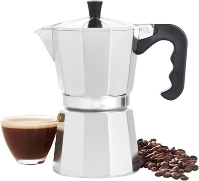 Orret Home Moka Express Espresso Cezvesi – Ocak Üstü Espresso Pişirici, Alüminyum Gövde, Klasik İtalyan Tarzı Kahve Demleme Cezvesi-Expresso Demleyici Cezve (3 Cup)