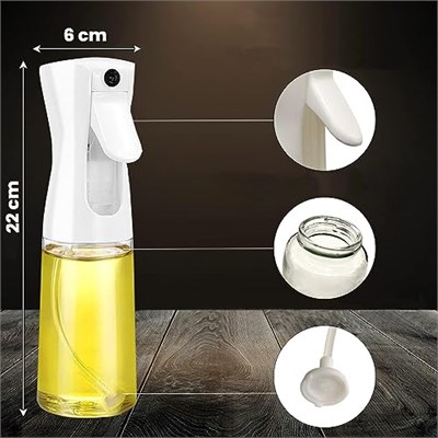 Orret Home Sprey Yağdanlık Cam Şişe Yağ Püskürtücü 225 ml Airfryer Kızartma Izgara Salata İçin Yağlık