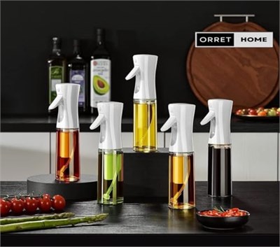 Orret Home Sprey Yağdanlık Cam Şişe Yağ Püskürtücü 225 ml Airfryer Kızartma Izgara Salata İçin Yağlık