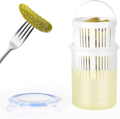 Orret Home Zeytinlik ve Turşuluk Saklama Kabı – 1,5 Lt Süzgeçli, Contalı ve Klipsli Kapaklı Saklama Kabı, Hava ve Sıvı Geçirmez, Zeytin, Turşu ve Gıda Saklama Kabı