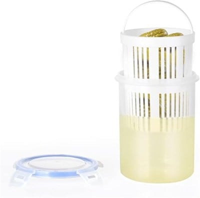 Orret Home Zeytinlik ve Turşuluk Saklama Kabı – 1,5 Lt Süzgeçli, Contalı ve Klipsli Kapaklı Saklama Kabı, Hava ve Sıvı Geçirmez, Zeytin, Turşu ve Gıda Saklama Kabı