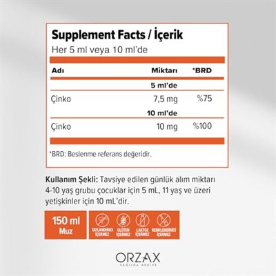 Orzax Ocean Picozinc Şurup 150 Ml