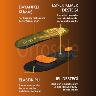 OS202 | Ark Ve Jel Destekli, Zorlu Arazi Ve Tırmanışlar Için Topuk Destekli Ortopedik Iç Tabanlık (36-40)