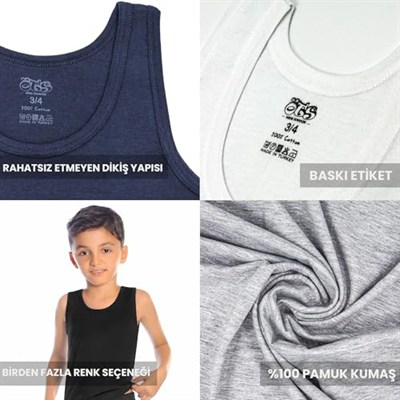 ÖTS Premium 5’li Erkek Çocuk Atlet - Hediye Kutulu, %100 Pamuk, Ultra Yumuşak Kumaş, Rahat Kalıp,Etiketsiz ve Kaliteli Çocuk İç Giyim