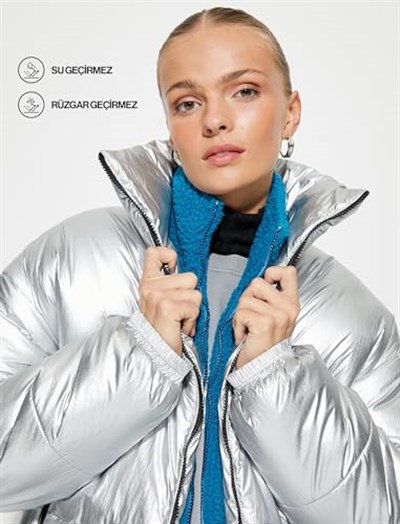 Outdoor Mont Dik Yaka Metalik Fermuarlı Cepli Su İtici