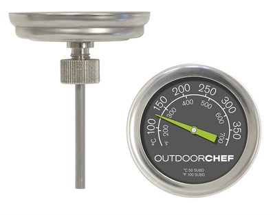 Outdoorchef 400 °Cye kadar mangal termometresi, klasik kapak termometresi, ekstra büyük kadranlı
