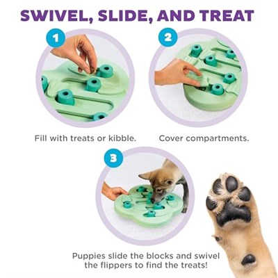 Outward Hound Nina Ottosson Yavru Köpek Hide n Slide - Köpekler için Etkileşimli Ödül Düşünme Oyuncağı - Yeşil - Seçenekler: Seviye 2 (Orta Seviye), Ekstra parçalar