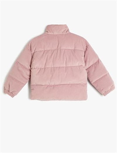 Oversize Bomber Ceket Kadife Dokulu Cep Detaylı Dik Yaka - Seçenekler: 7-8 Yıl, 9-10 Yıl, 11-12 Yıl, 14 Yıl