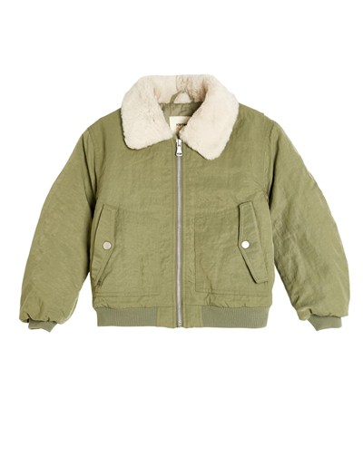 Oversize Bomber Ceket Peluş Yakalı Cep Detaylı