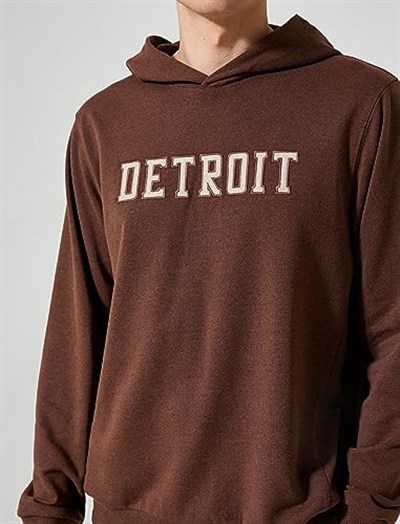 Oversize Hoodie Kolej İşlemeli Uzun Kollu