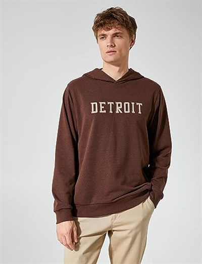 Oversize Hoodie Kolej İşlemeli Uzun Kollu