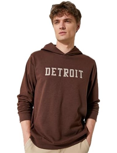 Oversize Hoodie Kolej İşlemeli Uzun Kollu