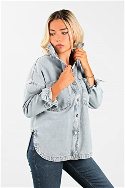 Oversize Kadın Jean Ceket Effect
