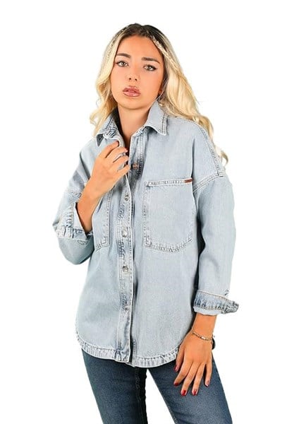 Oversize Kadın Jean Ceket Effect