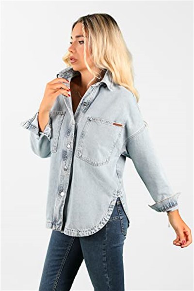 Oversize Kadın Jean Ceket Effect
