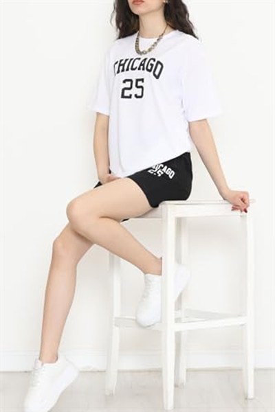 Oversize Şortlu Takım Siyah - 12630.5238. XL