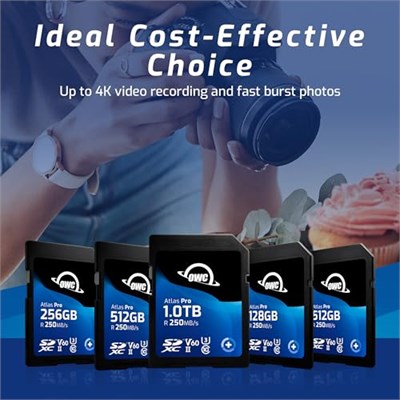 OWC Atlas Pro SDXC-UHS-II V60 medya kartı, 128 GB - Seçenekler: 128 GB, 512 GB