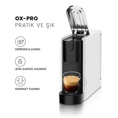 Ox-pro Beyaz Espresso Kapsül Kahve Makinesi