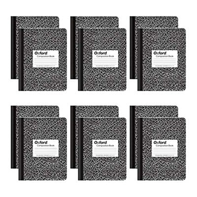 Oxford Kompozisyon not defteri, kolej çizgili kağıt, 24 x 19 cm, siyah mermer kapak, 100 yaprak, paket başına 12 adet (63796)