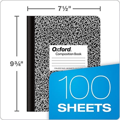 Oxford Kompozisyon not defterleri, okul malzemeleri, okul için not defterleri, okul ve ofis için Compbook defteri, dergi, kolej kağıdı, 24,5 x 19,8 cm, 100 yaprak, siyah, 6 adet (63767)