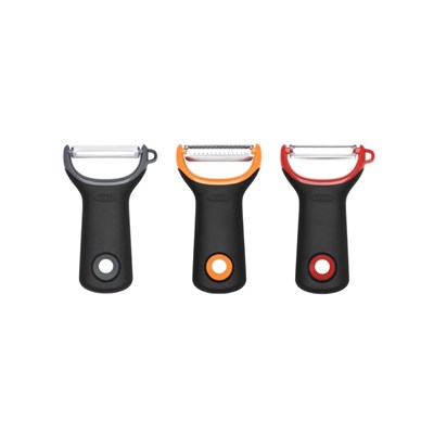 Oxo Good Grips 3 Parçalı Karışık Soyucu Seti - Seçenekler: 3 parçalı Y soyucu seti, Jülyen Soyucu, Tırtıklı soyucu