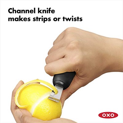 OXO - Good Grips Soyma Bıçaklı Limon Rendesi ve Limon Kabuğu Soyma Aleti, Siyah