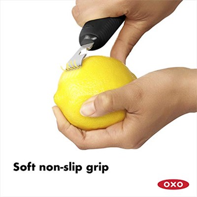 OXO - Good Grips Soyma Bıçaklı Limon Rendesi ve Limon Kabuğu Soyma Aleti, Siyah