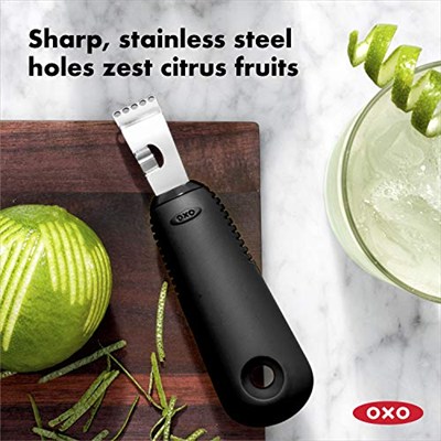 OXO - Good Grips Soyma Bıçaklı Limon Rendesi ve Limon Kabuğu Soyma Aleti, Siyah