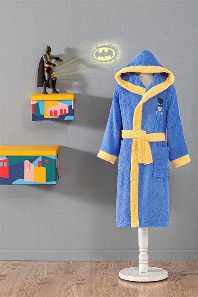 ÖZDİLEK Batman Gotham City Lisanslı Kapüşonlu Çocuk Bornozu 5/6 Yaş