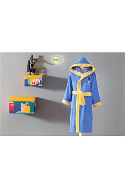 ÖZDİLEK Batman Gotham City Lisanslı Kapüşonlu Çocuk Bornozu 9/10 Yaş